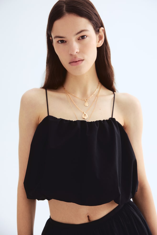 

Топ на бретелях с подолом-баллоном H&M, черный