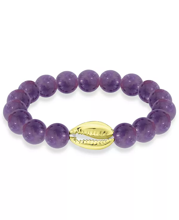 

Браслет из натуральных бусин и ракушек каури в серебряной или позолоченной оправе Macy'S, amethyst/gold