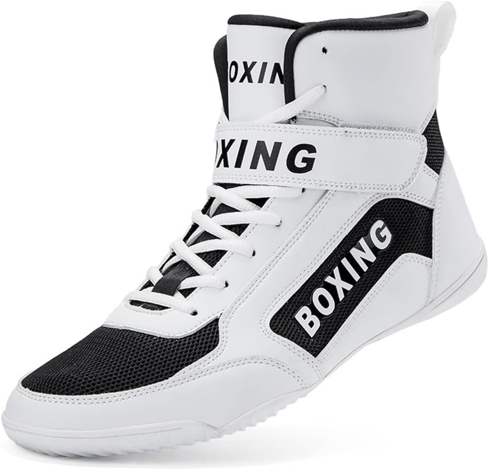 

Боксерские кроссовки для мужчин, высокие, для борьбы, дышащие, для тренажерного зала, пауэрлифтинга, бодибилдинга, тренировок Hiuzylqx, белый