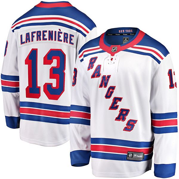

Мужская футболка Alexis Lafreniere New York Rangers away premier breakaway Fanatics