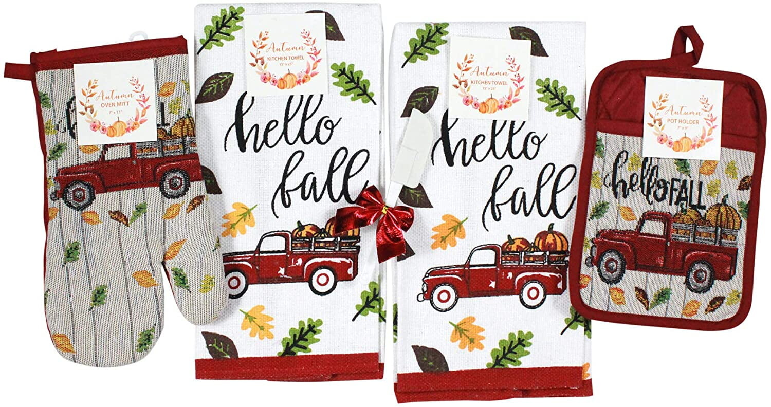 

Набор кухонных полотенец и подставок Serafina Home Hello Fall Farm Truck