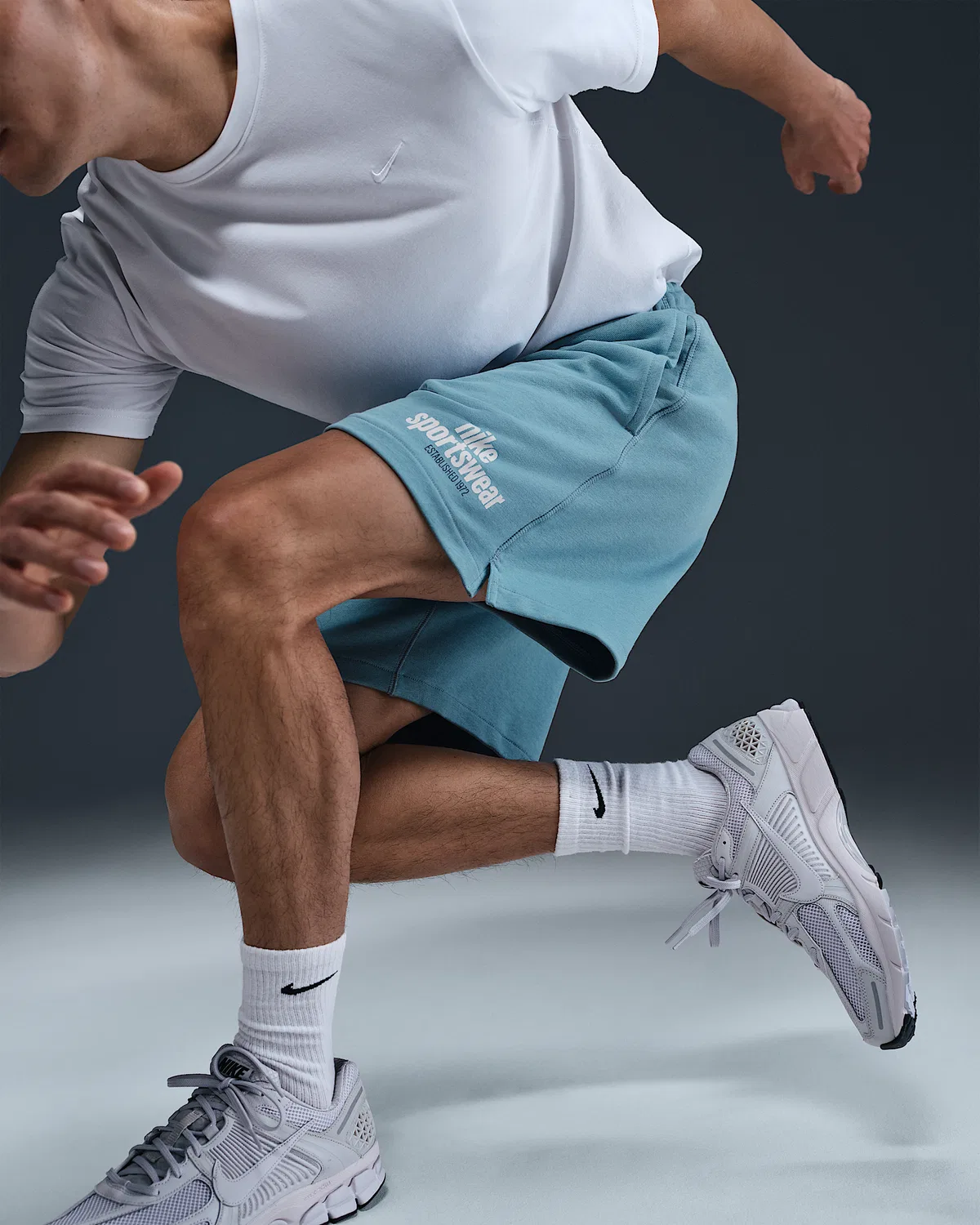 Мужские шорты Nike Club из французского флиса Flow, Denim Turquoise/Denim Turquoise/Photon Dust — фото 3