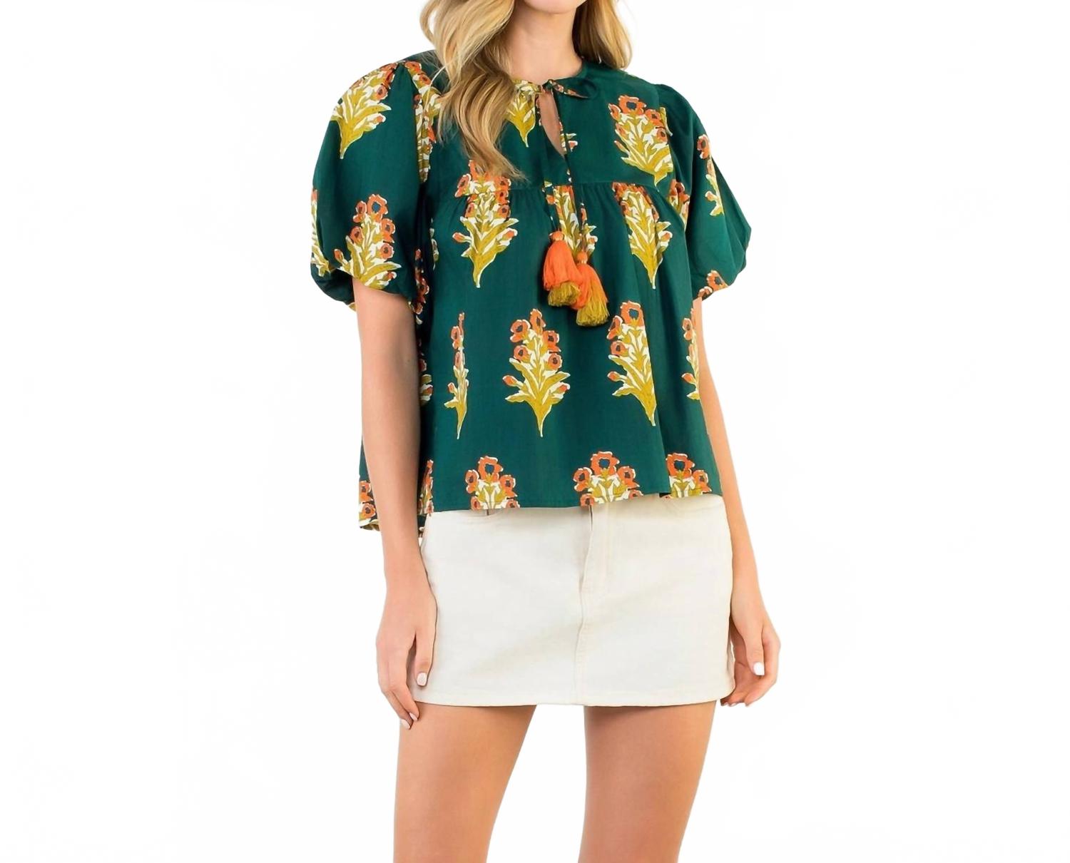 

Топ Mandi с рукавами-фонариками зеленого цвета Thml, зеленый