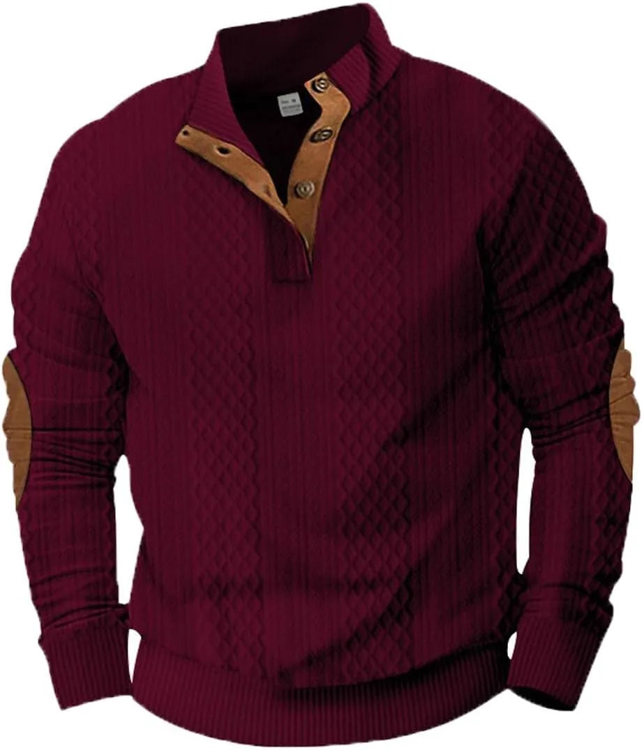 

Мужской свитер с кабельной вязкой, повседневный с длинными рукавами и воротником-стойкой