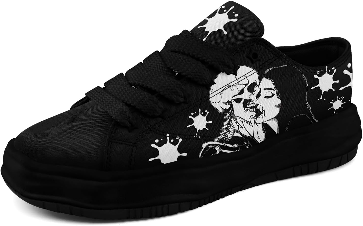 

Кеды на низкой подошве для мужчин и женщин, яркие с черепом, легкие и удобные для прогулок Coolcustomize, черный