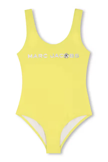 Купальник детский цельный модель Marc Jacobs, желтый