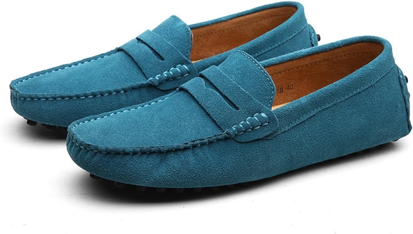 

Мужские замшевые туфли-лоферы на каждый день, удобные легкие мягкие лоферы для прогулок, вождения и как обувь для лодки Generic, бирюзовый