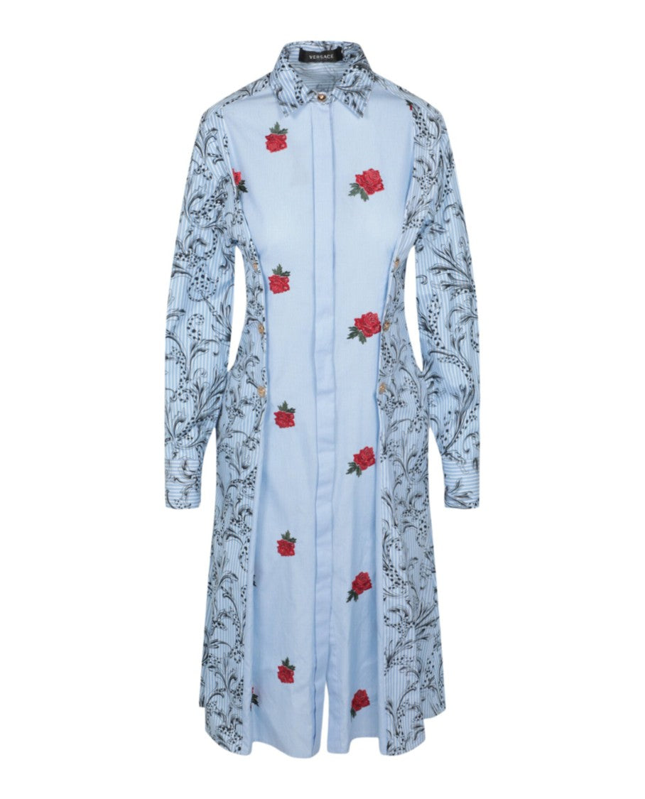

Длинное платье с длинными рукавами и воротником Versace, синий