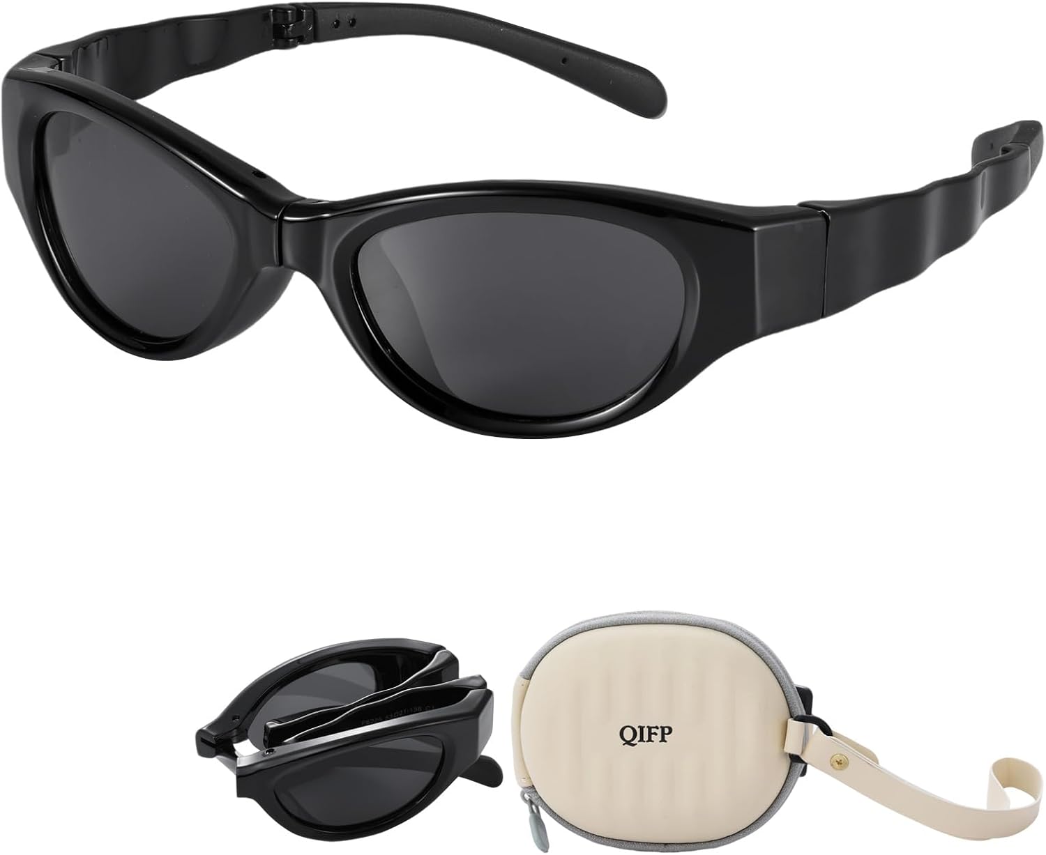 

Ретро поляризованные солнцезащитные очки «кошачий глаз» для женщин и мужчин — легкие модные очки из материала TR90 с обтекаемой формой для занятий спортом на открытом воздухе QIFP, Black - Charcoal Grey