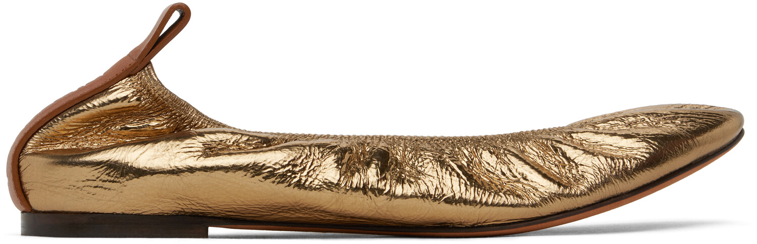Балетки из металлизированной кожи Lanvin, Gold