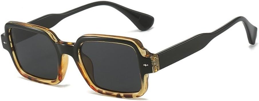 

Модные квадратные двухцветные солнцезащитные очки для женщин в винтажном стиле с заклепками, защита от УФ-излучения UV400, прозрачная оправа для мужчин SKFGNX, Black Leopard Grey