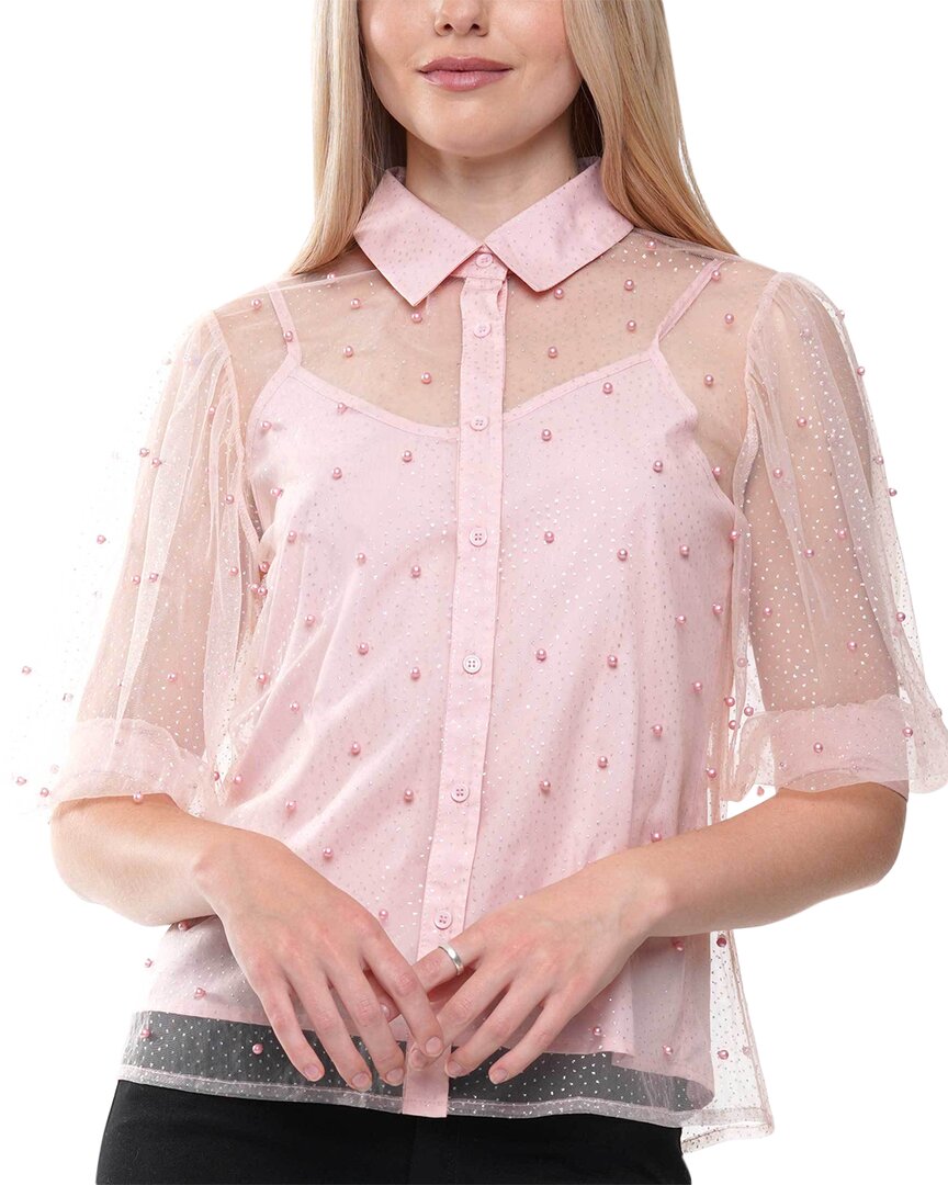 

Почему платье MESH AND PEARL BUTTON UP Why Dress, розовый