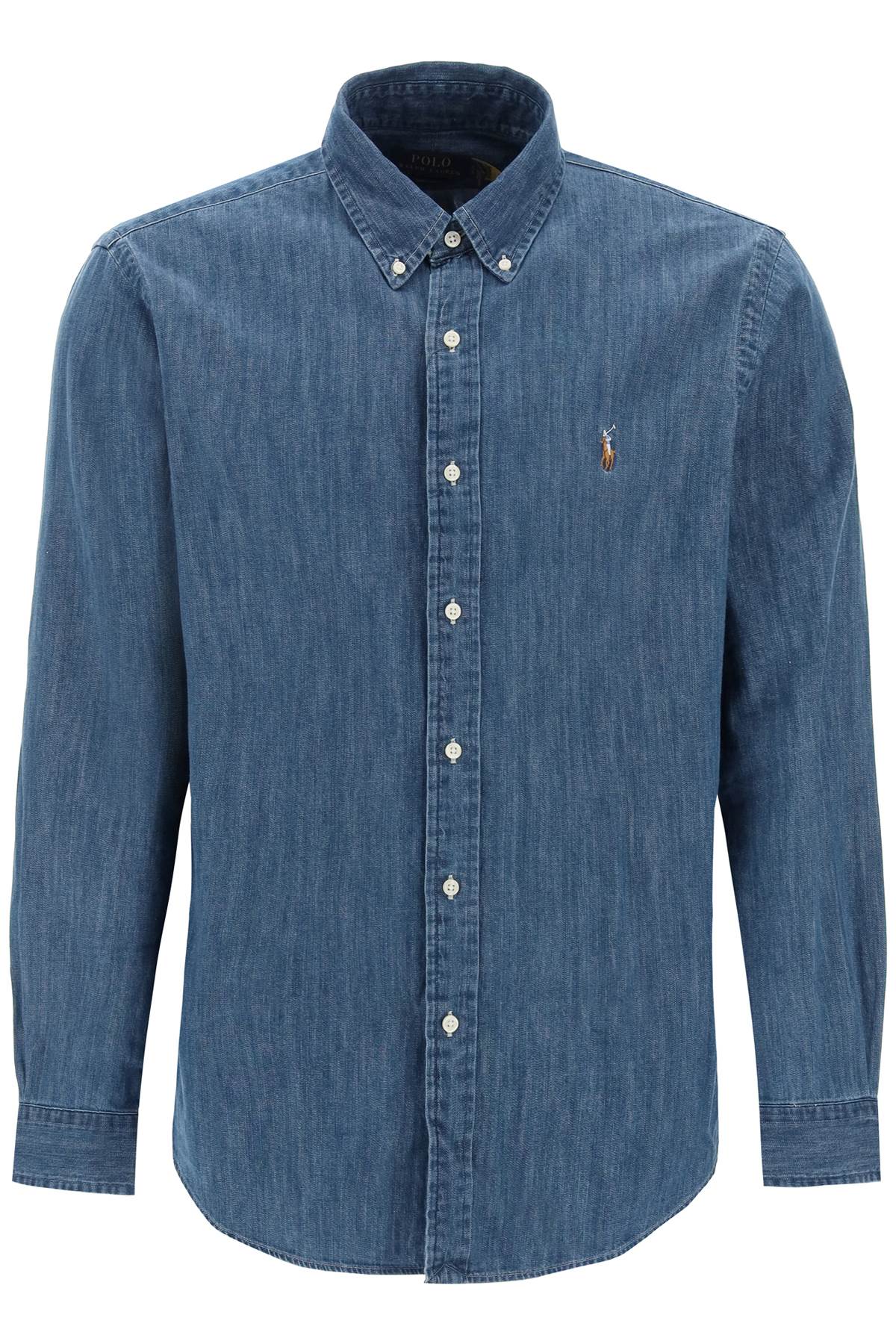 

Мужская рубашка Polo Ralph Lauren Custom Fit, синего цвета