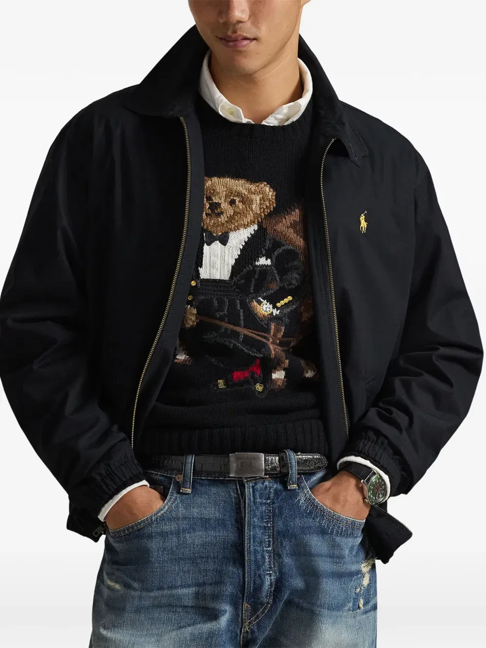Куртка на молнии с вышивкой Polo Ralph Lauren, черный — фото 3