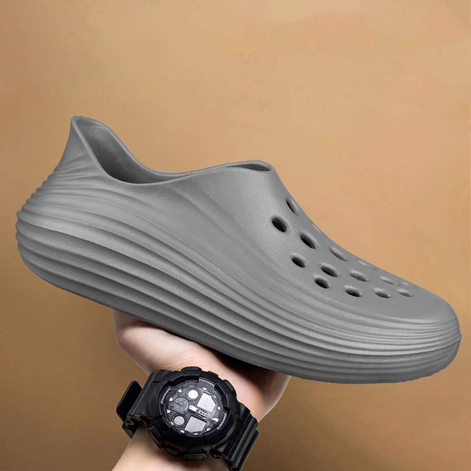 Кроссовки Foam Runner для мужчин и женщин, без шнурков, с вырезами, в стиле Foam Runner, легкие, долговечные, из EVA, дышащие, мягкие тапочки-облака для мужчин и женщин Inkuil, серый — фото 3