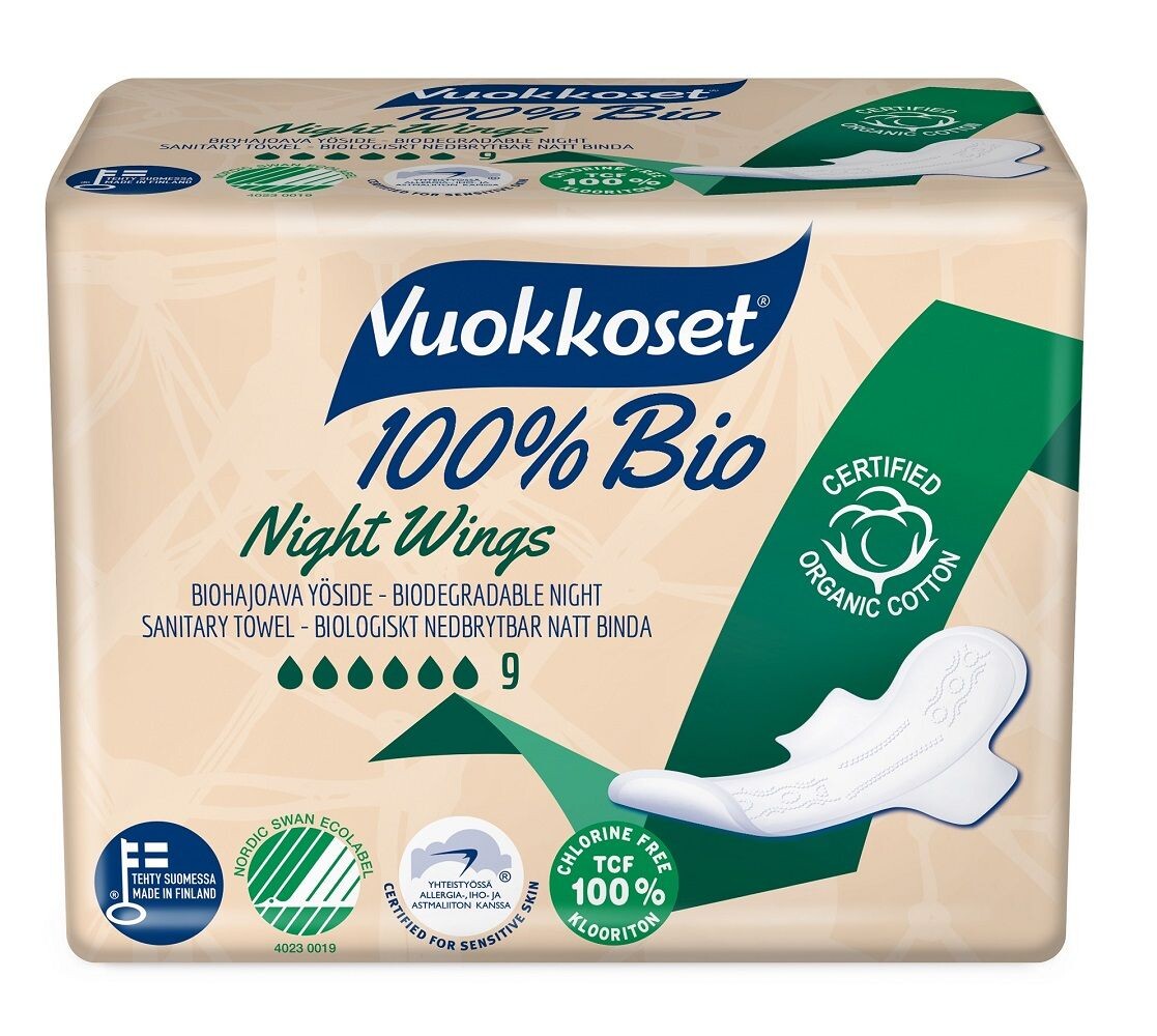 

Vuokkoset Bio гигиенические салфетки, 9 шт.
