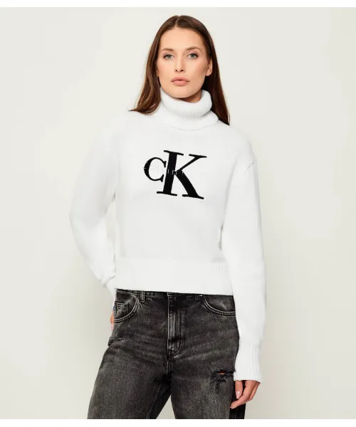 

Водолазка из синели Loose fit Calvin Klein Jeans, белый