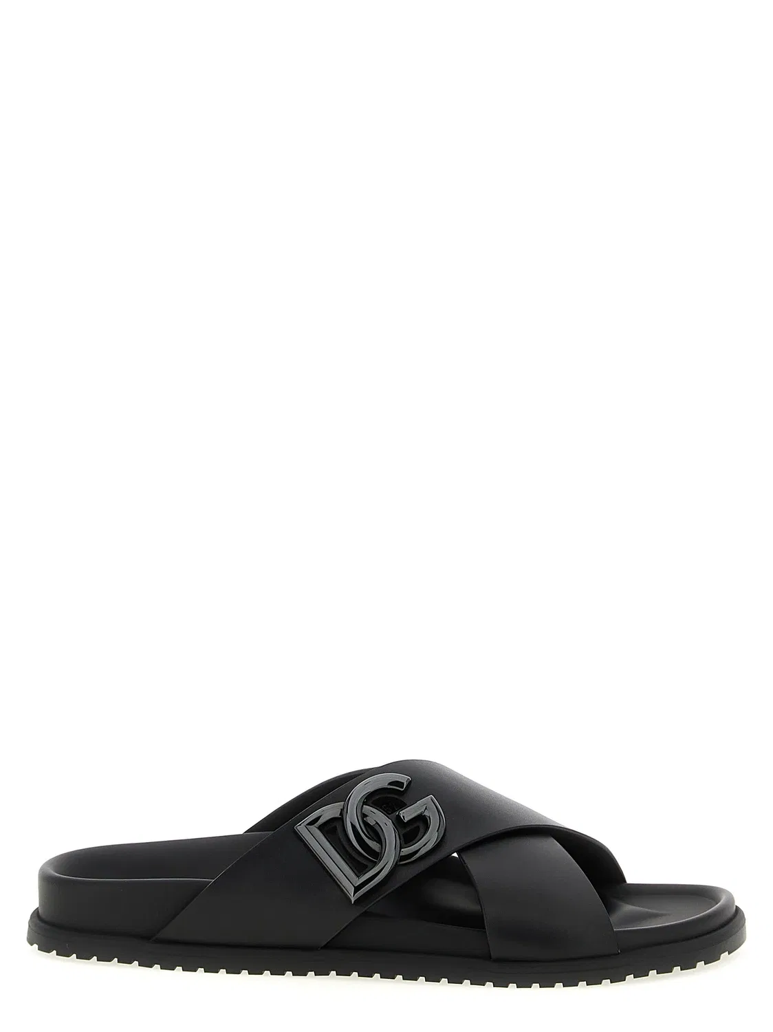 Кожаные шлепанцы DOLCE & GABBANA, черный