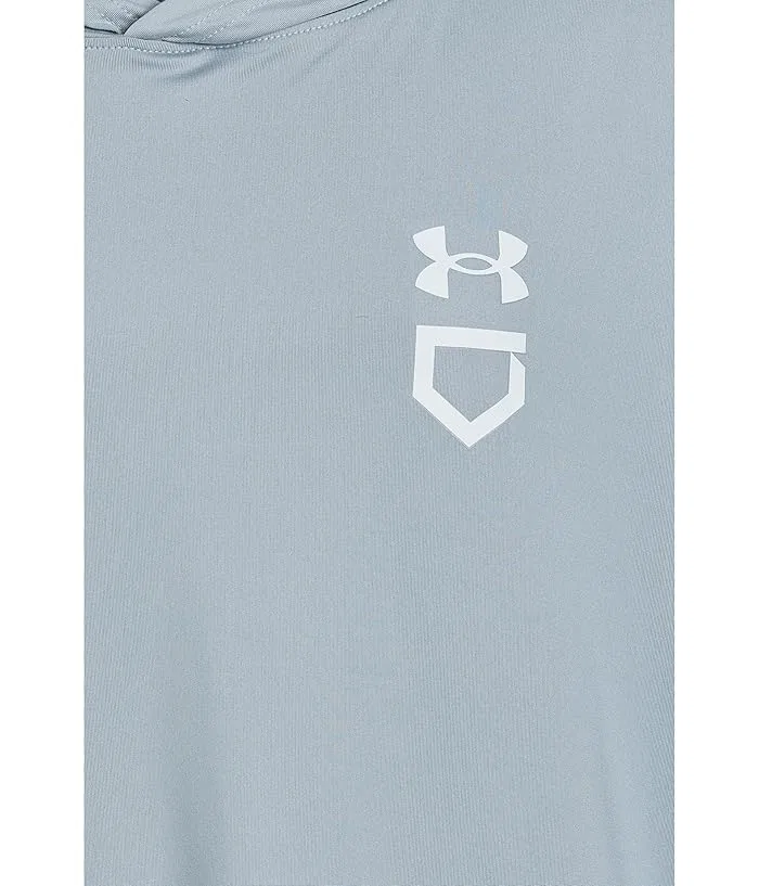 Худи Utility Lightweight Short Sleeve Hoodie Under Armour Kids, Mod Gray/White — фото 3