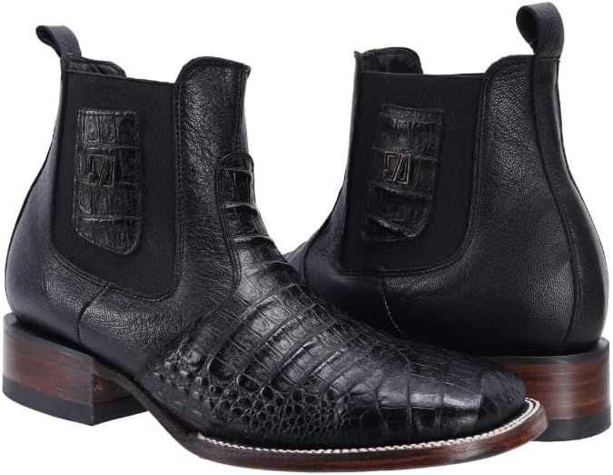 Мужские вестерн-бутсы Joe Boots 728, квадратный носок, короткие ковбойские/челси-бутсы, кожа с экзотическим принтом каймана Joe Exclusive, черный — фото 3