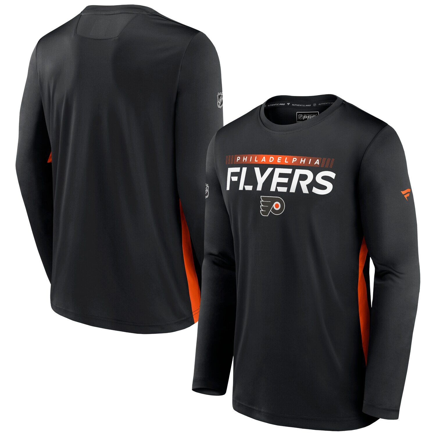 

Мужская черная футболка с длинным рукавом с логотипом Fanatics Philadelphia Flyers Authentic Pro Rink Performance, Черный, Мужская черная футболка с длинным рукавом с логотипом Fanatics Philadelphia Flyers Authentic Pro Rink Performance