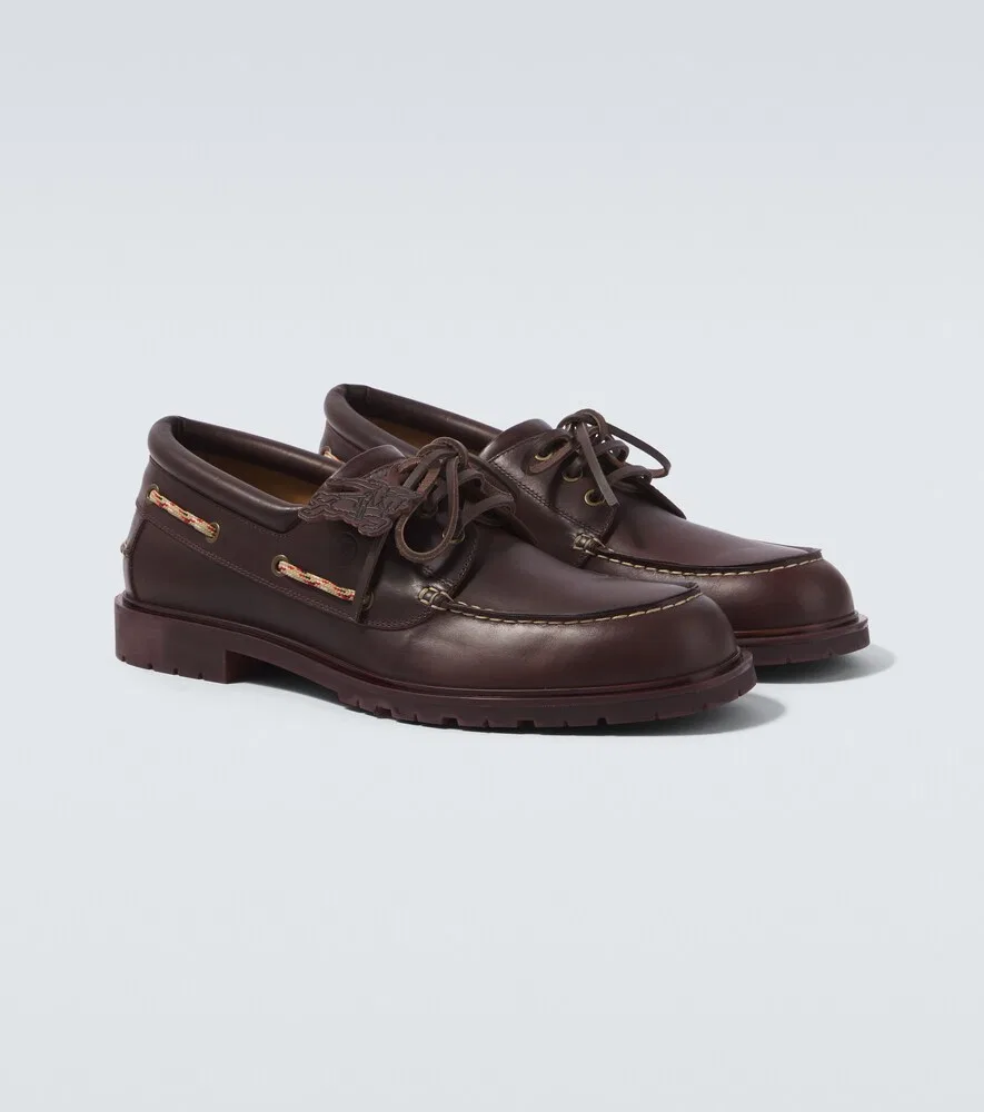 Кожаные лодочные туфли Burberry, бургунди