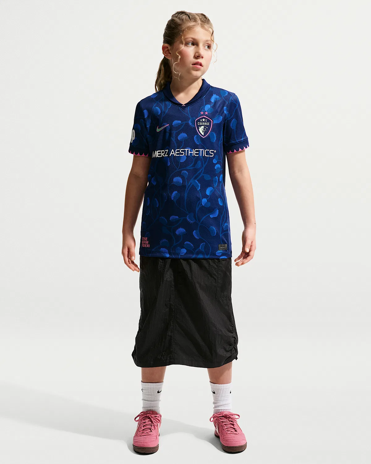 Большие детские Nike Dri-FIT NWSL Replica Jersey North Carolina Courage Stadium Away, Blue Void — фото 4