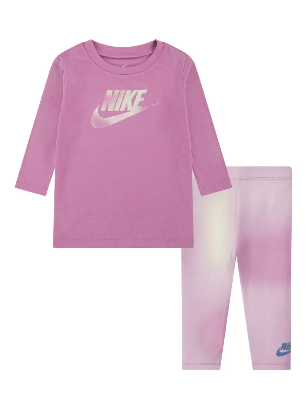 Топ и легинсы с принтом тай-дай и логотипом Nike Kids, розовый