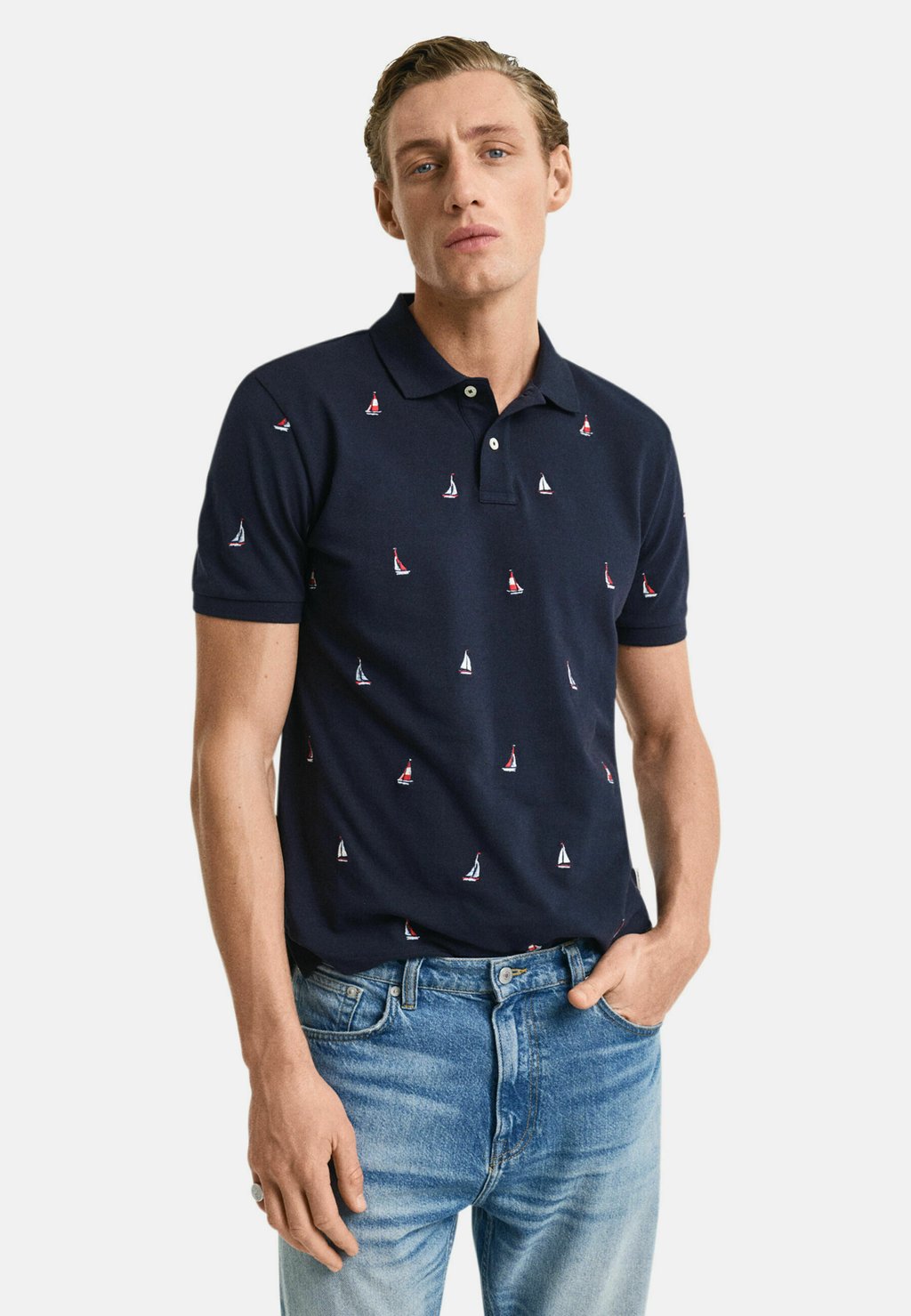 

Рубашка поло EMBROIDERED GRAPHIC GANT, темно-синий
