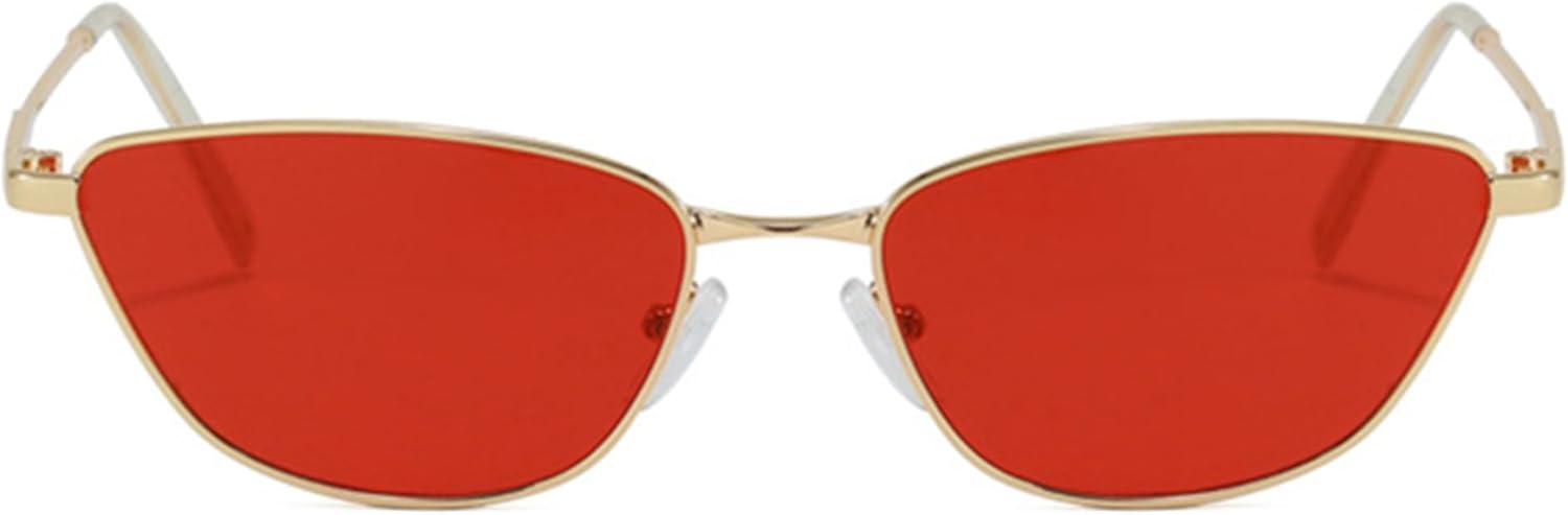 

Солнцезащитные очки Bullabulling в стиле ретро «кошачий глаз» с металлическим оправой для женщин и мужчин, модные винтажные солнцезащитные очки в золотой оправе в стиле 90-х, для активного отдыха, Gold Red