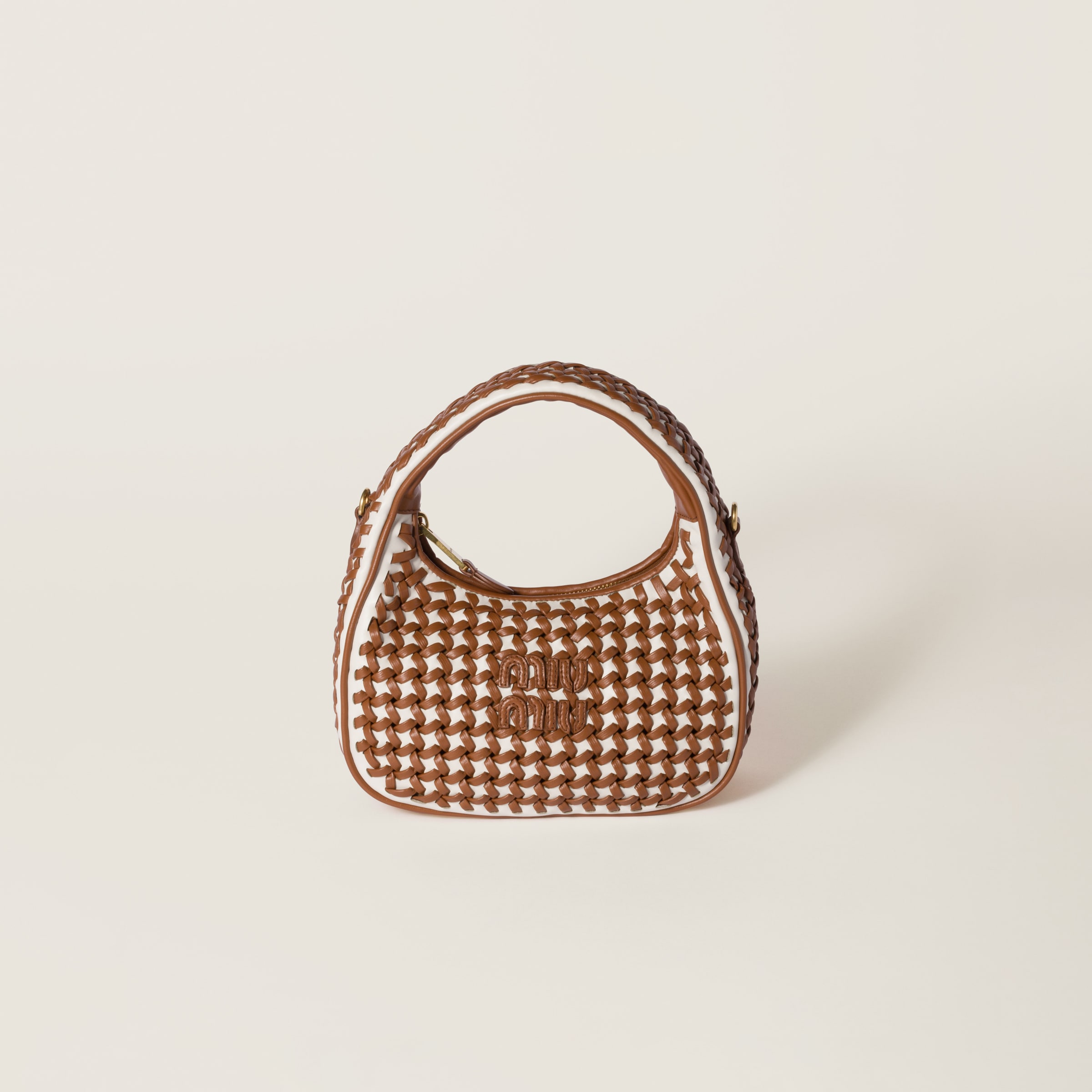 

Сумка wander из кожи MIU MIU, коньячный/белый