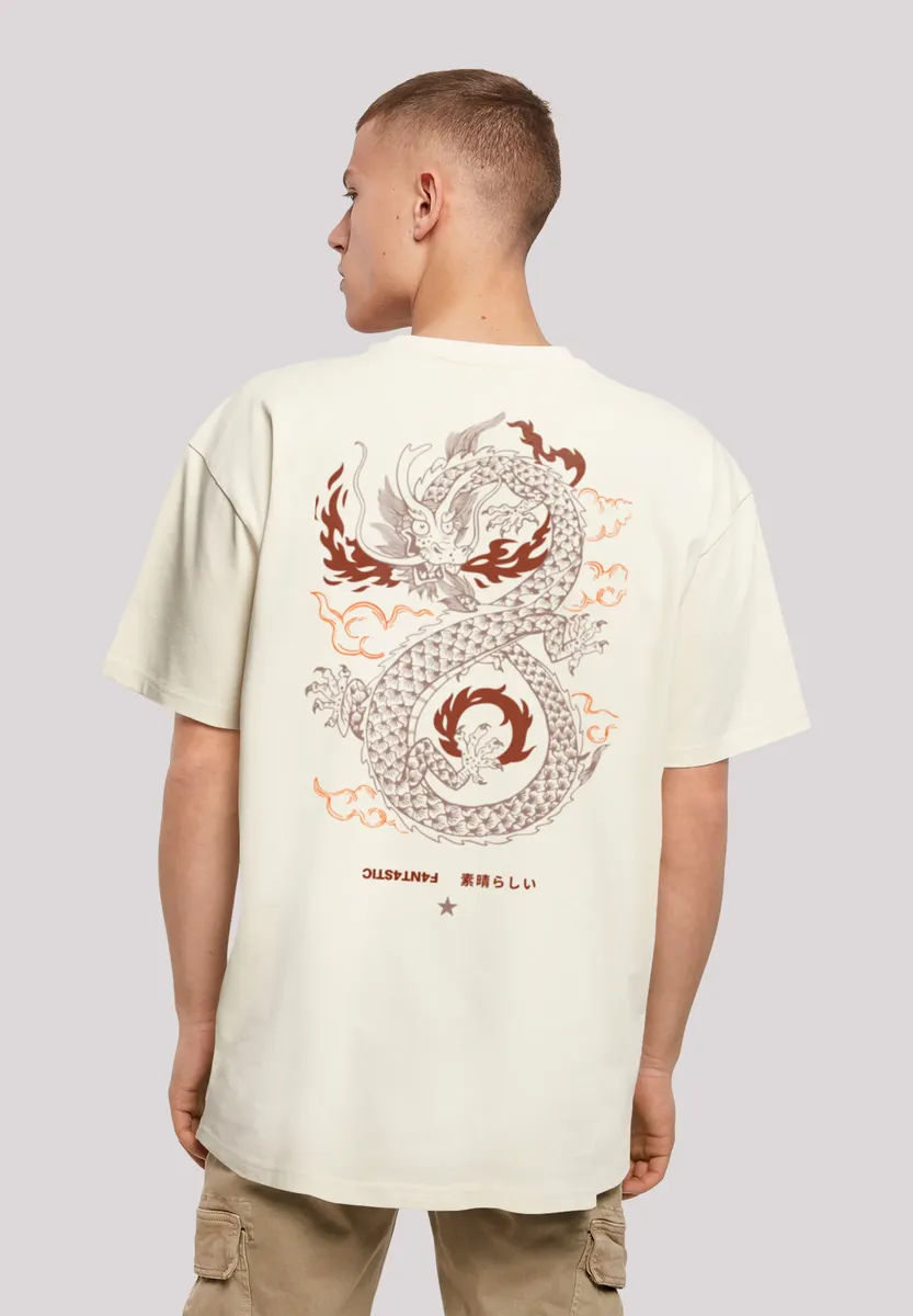 

F4NT4STIC Футболка "Dragon Fire Japan", принт, цвет Sand
