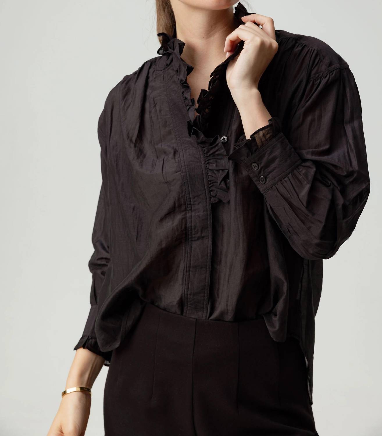 

Sundays Рубашка с оборками и планкой, черная