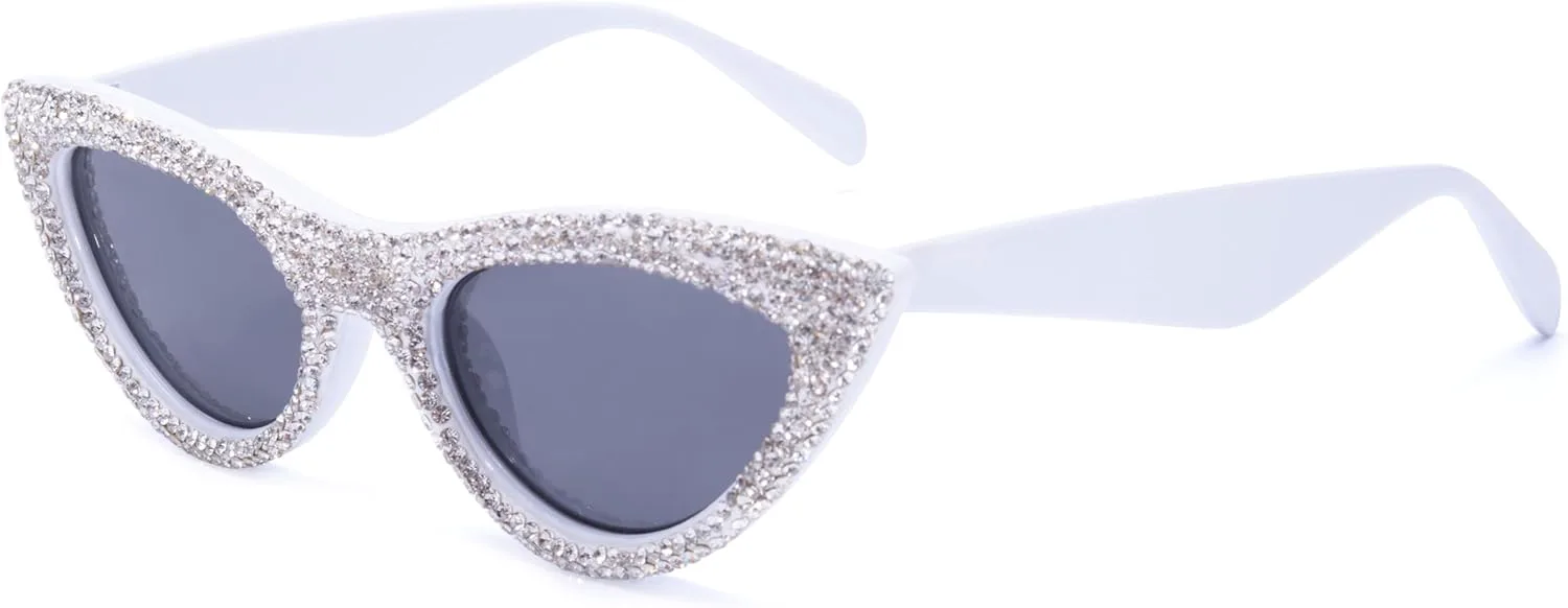 

Женские солнцезащитные очки ICARA Fashion со стразами, сексуальные, сверкающие кристаллами, модные, в стиле ретро, ​​«кошачий глаз», для вечеринок, White