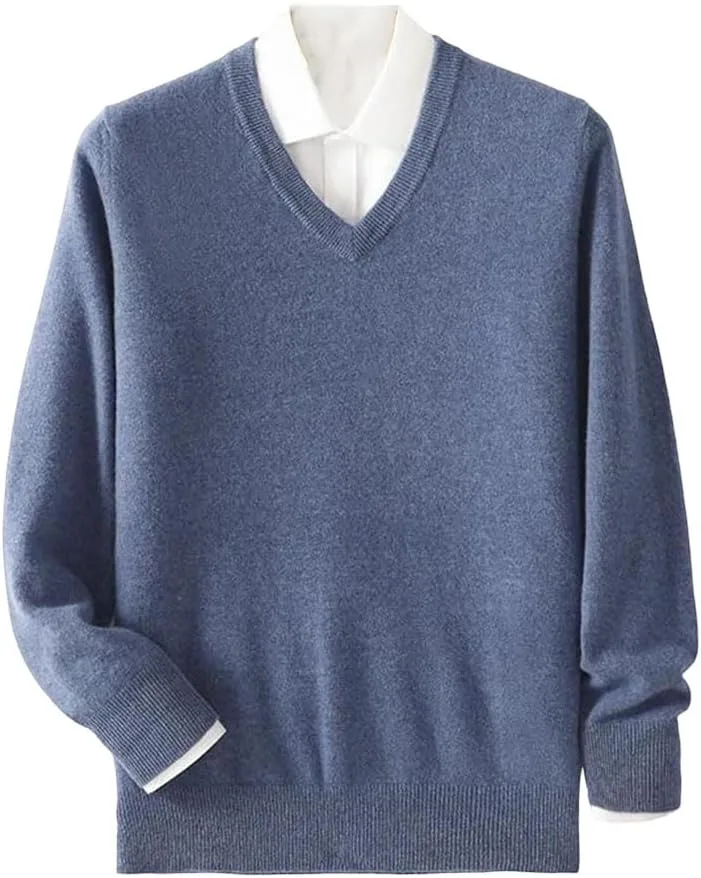 

Мужской свитер из мериносовой шерсти с V-образным вырезом