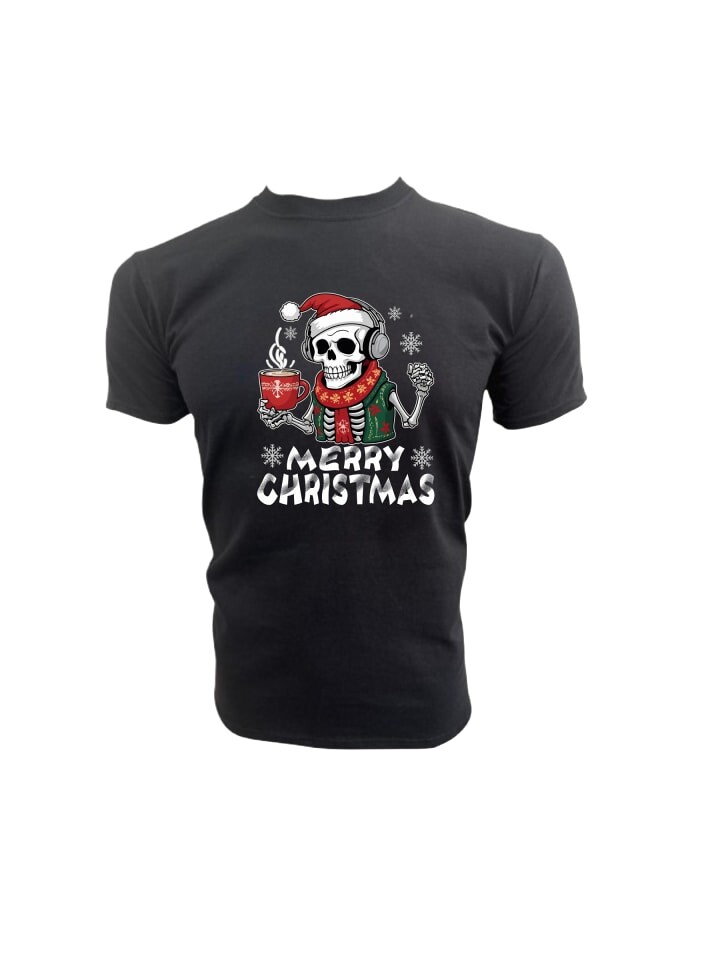 

Футболка PAULGOS Herren T-Shirt, Skelett Musik und Kaffee Modell 1, черный