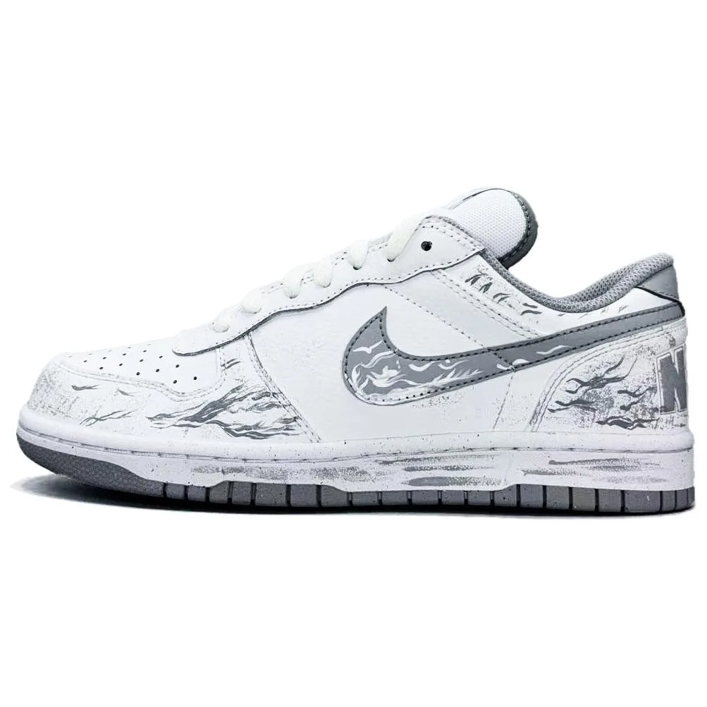Nike Big Ink Flame Snow Leather Wear resistant And Lightweight низкие кроссовки для скейтбординга Unisex черный белый — фото 4