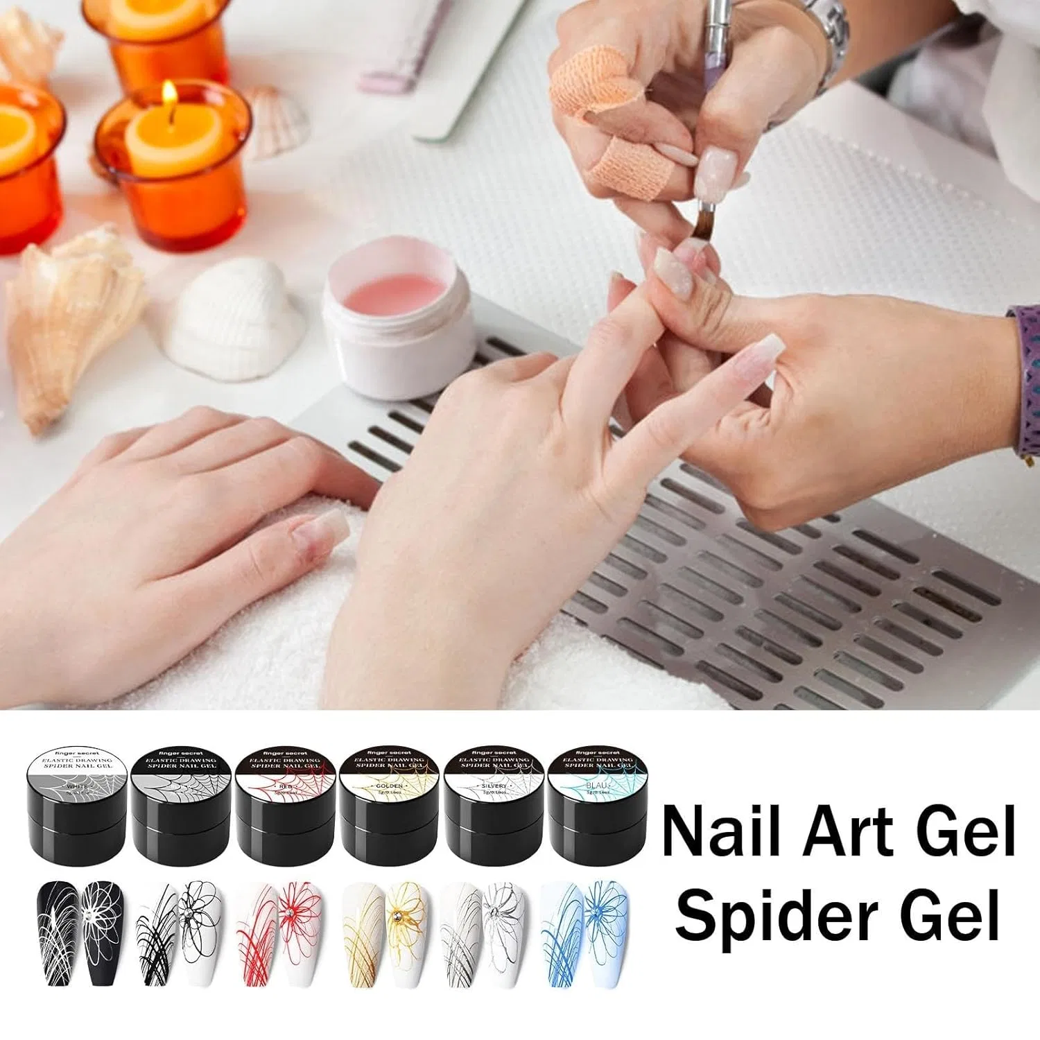 Набор из 6 цветов гель-краски «Spider Gel» для ногтей Stronrive — фото 3
