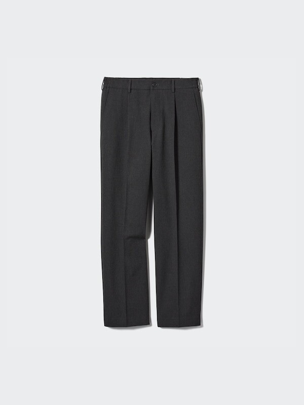

Широкие брюки в складку матовые Uniqlo, синий