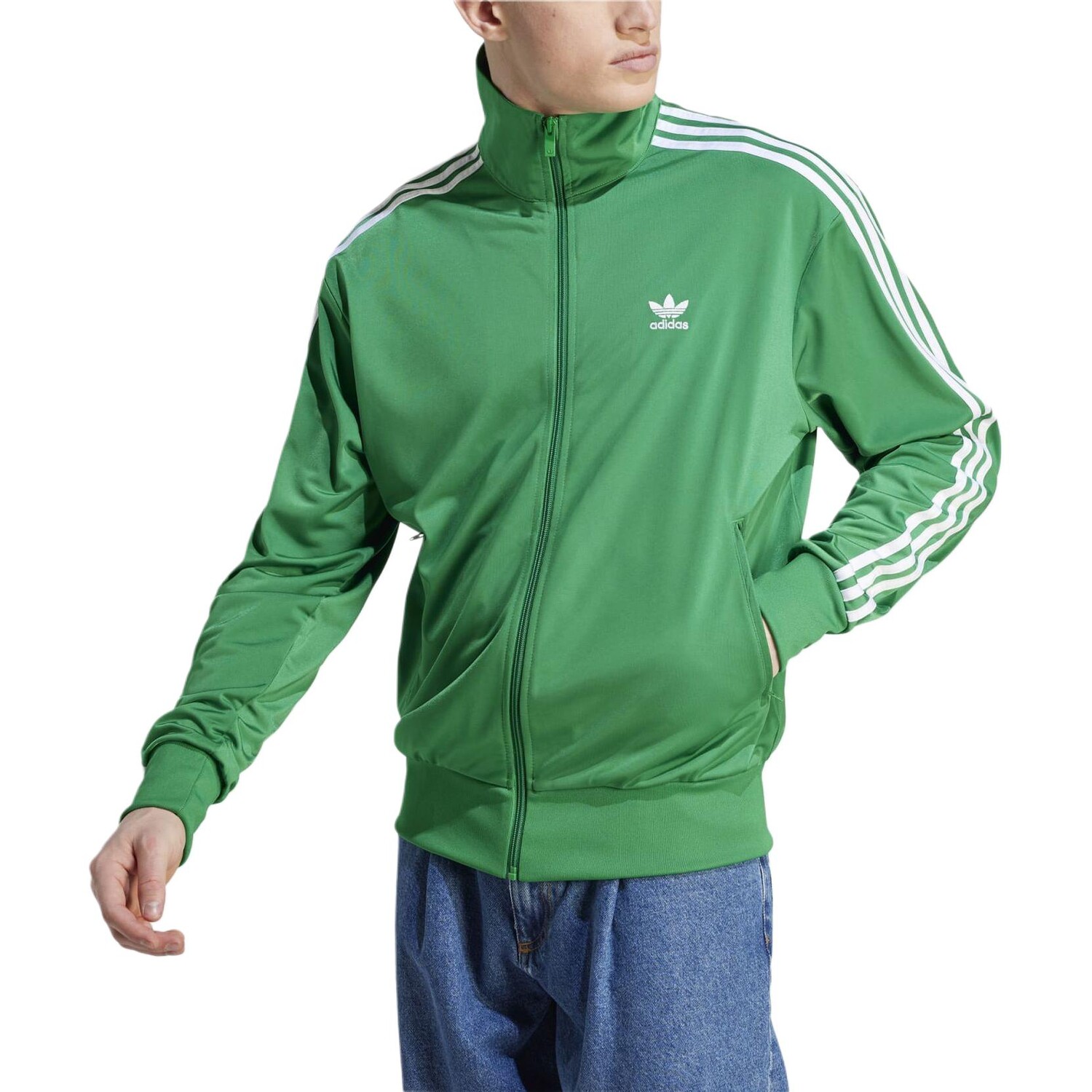 Спортивная куртка на молнии с вышитым трилистником Adidas Adidas Originals, зеленый — фото 3