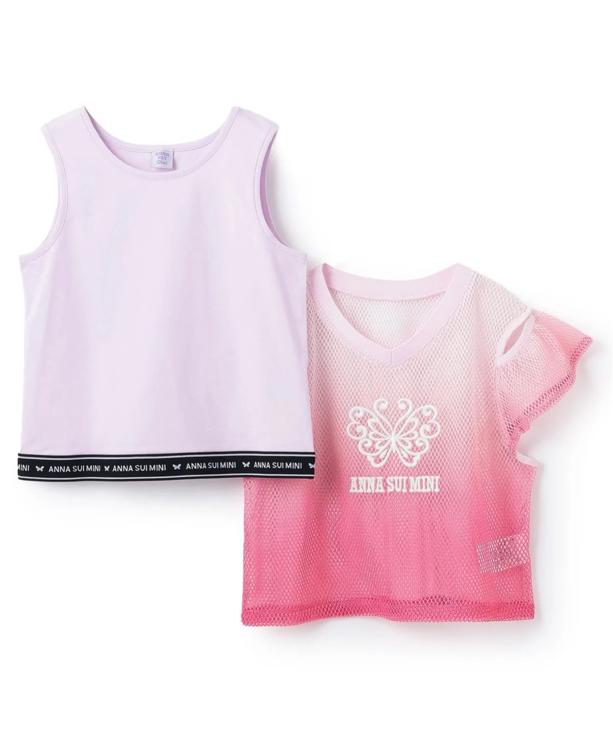 Футболка с сеткой и топ ANNA SUI mini 2WAY Меш Tシャツ＋タンクトップ лавандовый — фото 3