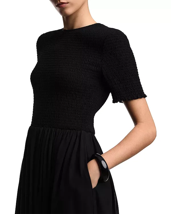 Платье миди из техно-жоржета с присборенным лифом Emporio Armani, Black — фото 3