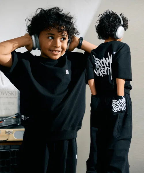 Детский костюм с длинными брюками из хлопка BROWNBREATH KIDS чёрный