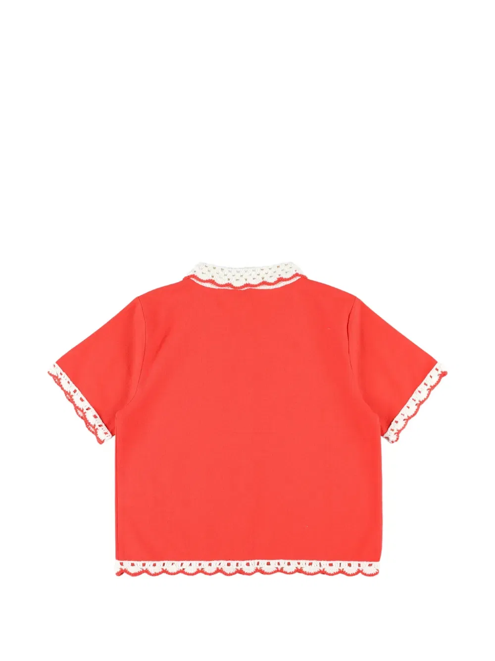 Укороченная рубашка с кружевной отделкой Stella Mccartney Kids, красный — фото 2