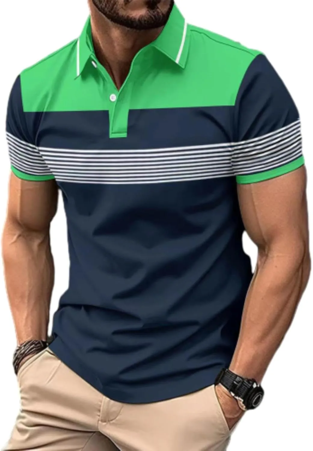 

Мужская поло с цветными блоками, короткий рукав, влагоотводящая EndoraDore