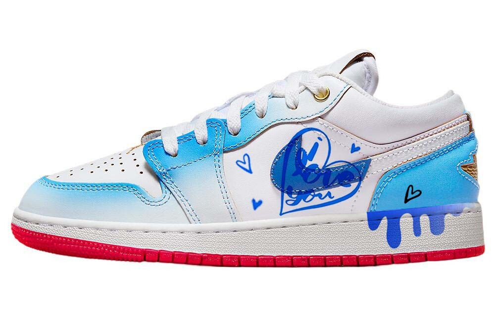 

Кроссовки Air JORDAN 1 Vintage Basketball Shoes Women's Low-Top Blue White, синий