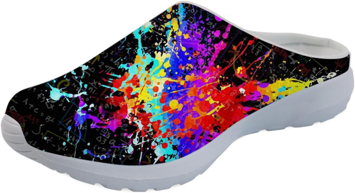

GLENLCWE Унисекс сабо с принтом американского флага для мужчин и женщин, туфли-мюли, сабо на мягкой подошве, сетчатые тапочки для дома, пляжа и работы медсестрой, Splatter Tie Dye