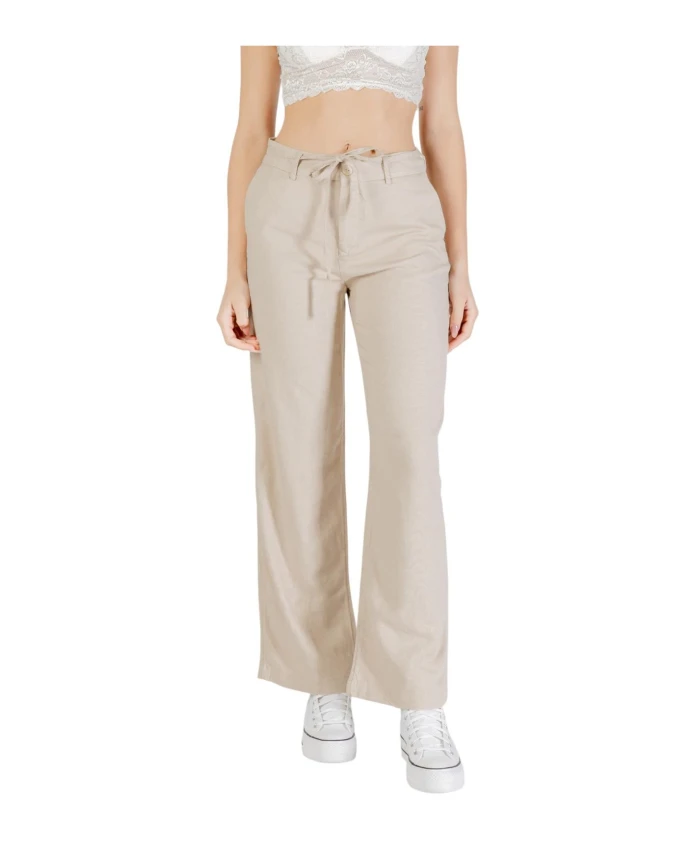 

Бежевые брюки из льняной смеси на шнуровке Only, бежевый