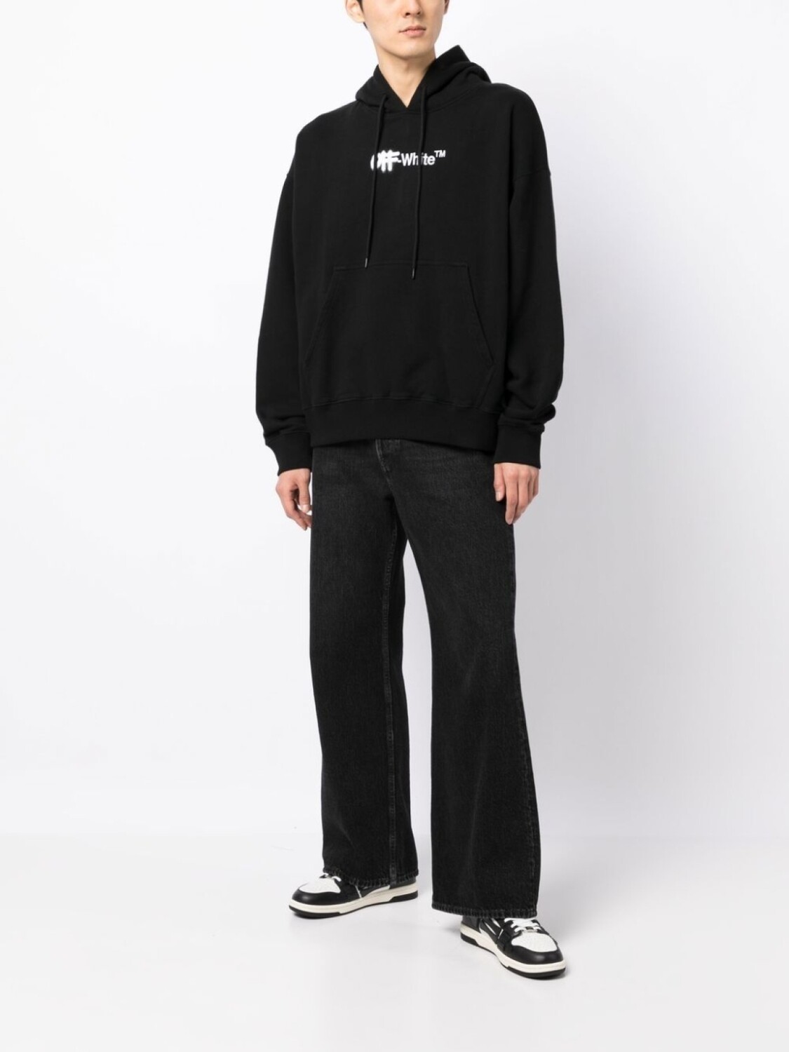 Off-White худи Spray Helvetica с вышитым логотипом, черный — фото 2