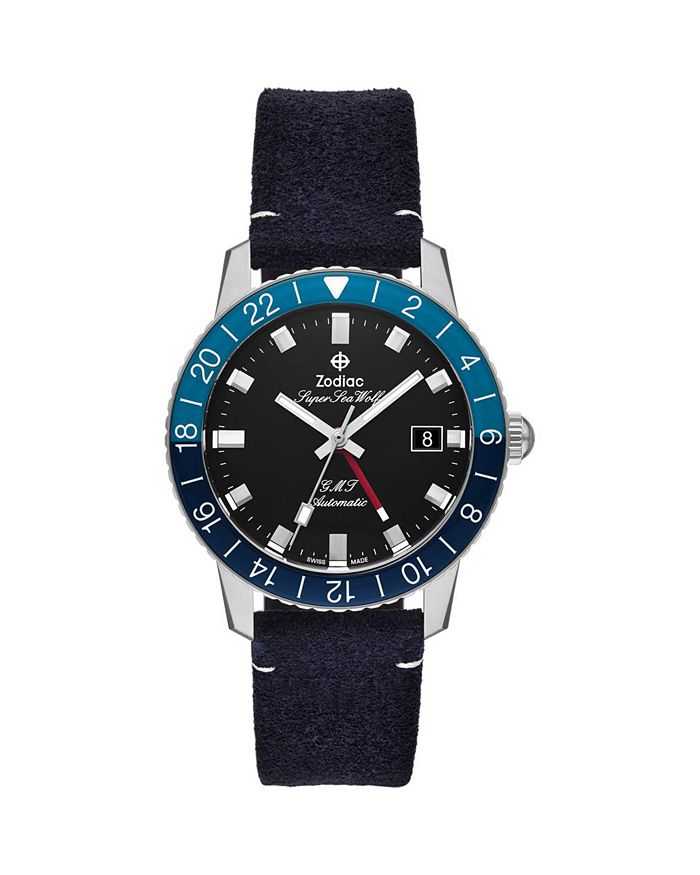 

Часы GMT Automatic с кожаным ремешком, 40 мм Zodiac, черный